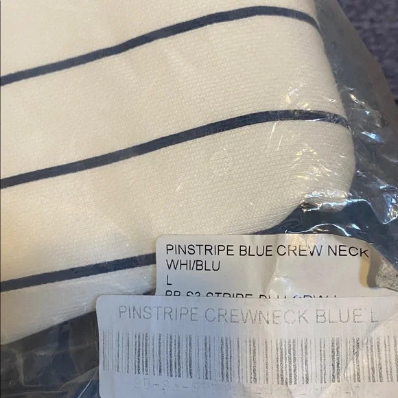 Bogey Boys Pinstripe Crewneck Pullover NEW Mens Large Navy Blue White Sweatshirt - Picture 13 of 13